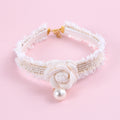 Hand-Woven Small Fragrant Wind Camellia Pu Adjustable Cat Fairy Collar Bell Pearl Flower Pet Bib